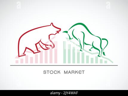 Vektor von Stier und Bär Symbole der Börsen-Trends. Der wachsende und fallende Markt. Wilde Tiere. Stock Vektor