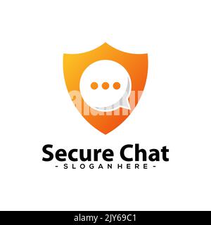 Design Der Logo-Vorlage Für Chat-Sicherheit. Vektorgrafik. Stock Vektor