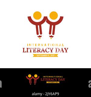 September 8, International Literacy Day Logo Design Template. Vektorgrafik Stock Vektor