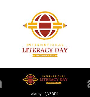 September 8, International Literacy Day Logo Design Template. Vektorgrafik Stock Vektor