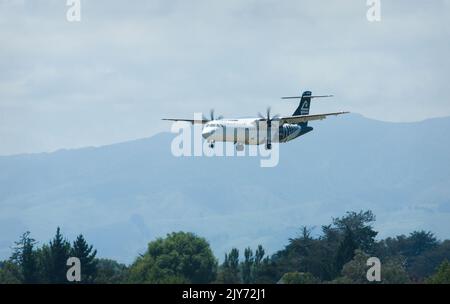 Palmerston North, Neuseeland - Januar 17. 2019: Neuseeländische Luftfahrzeuge kommen am Flughafen Palmerston North an. Stockfoto