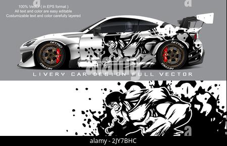 blin dvan Abziehbild-Design-Vektor. Grafische abstrakte Streifen Racing Hintergrund Kit Designs für Wrap-Fahrzeug, Rennwagen, Rallye, Abenteuer und Lackierung Stock Vektor