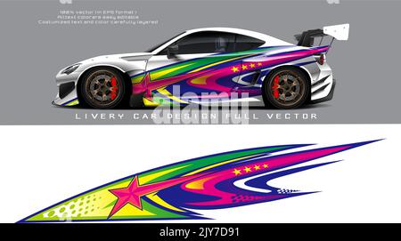 blin dvan Abziehbild-Design-Vektor. Grafische abstrakte Streifen Racing Hintergrund Kit Designs für Wrap-Fahrzeug, Rennwagen, Rallye, Abenteuer und Lackierung Stock Vektor