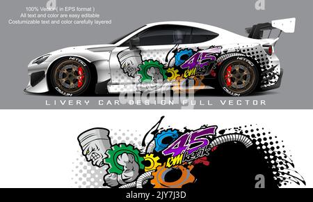 blin dvan Abziehbild-Design-Vektor. Grafische abstrakte Streifen Racing Hintergrund Kit Designs für Wrap-Fahrzeug, Rennwagen, Rallye, Abenteuer und Lackierung Stock Vektor