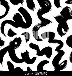 Gewellte und gewellte Pinselstriche nahtloses Muster. Stock Vektor