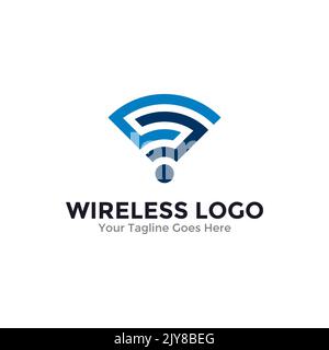 Buchstabe S für abstraktes drahtloses Logo. Signalwelle und WLAN-Verbindungskonzept. Stock Vektor