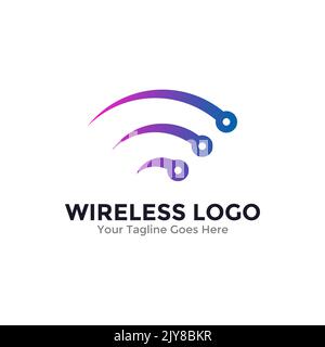 Abstraktes Design mit Logo für drahtlose Technologien. Vektorgrafik Stock Vektor