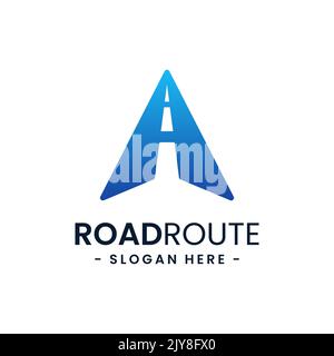 Buchstabe A für Design-Vorlage für das Straßenlogo. Konzept von Ziel, Adresse, Position, Reise, gps-Karte, Etc. Kreative Vektor-Symbol Autobahn. Stock Vektor