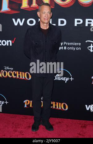 Burbank, USA. 07. September 2022. Tom Hanks kommt bei der Disney Pinocchio Weltpremiere an, die am Mittwoch, 7. September 2022, im Haupttheater der Walt Disney Studios in Burbank, CA, stattfand. (Foto: Juan Pablo Rico/Sipa USA) Quelle: SIPA USA/Alamy Live News Stockfoto