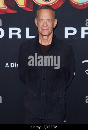 Burbank, USA. 07. September 2022. Tom Hanks kommt bei der Disney Pinocchio Weltpremiere an, die am Mittwoch, 7. September 2022, im Haupttheater der Walt Disney Studios in Burbank, CA, stattfand. (Foto: Juan Pablo Rico/Sipa USA) Quelle: SIPA USA/Alamy Live News Stockfoto