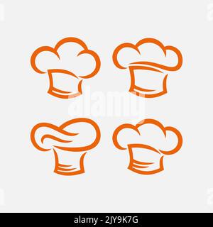 Set mit Logo-Vector für Kochmütze. Creative Restaurant Icon, Symbol, Illustration Design-Vorlage Stock Vektor