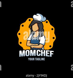Mama Chef Cartoon Charakter Logo Vektor. Abbildung des Chefkochs mit Maskottchen. Stock Vektor