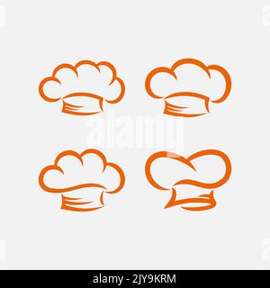 Set mit Logo-Vector für Kochmütze. Creative Restaurant Icon, Symbol, Illustration Design-Vorlage Stock Vektor