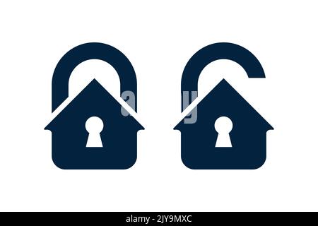 Logo-Vektor für die Heimsicherheit. Design-Element der Symbolvorlage sperren und entsperren. Stock Vektor