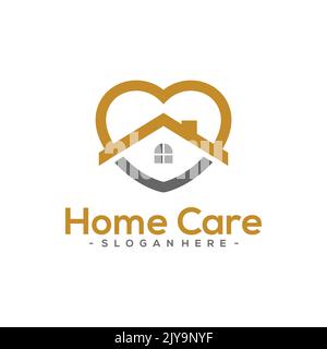 Design Der Logo-Vorlage Für Die Pflege Zu Hause. Stock Vektor