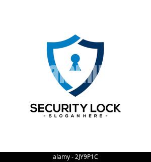Design Der Logo-Vorlage Für Den Schutz Von Sicherheitssperren. Stock Vektor