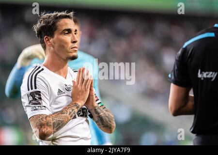 Warschau, Polen. 02. September 2022. Josue Pesqueira von Legia gesehen während des polnischen Spiels der PKO Ekstraklasa League zwischen Legia Warszawa und Radomiak Radom im Marschall Jozef Pilsudski Legia Warsaw Municipal Stadium. Endergebnis; Legia Warszawa 1:0 Radomiak Radom. Kredit: SOPA Images Limited/Alamy Live Nachrichten Stockfoto