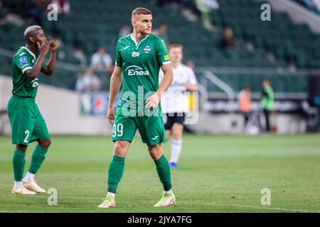 Warschau, Polen. 02. September 2022. Michal Feliks von Radomiak gesehen während des polnischen PKO Ekstraklasa League-Spiels zwischen Legia Warszawa und Radomiak Radom im Marschall Jozef Pilsudski Legia Warsaw Municipal Stadium. Endergebnis; Legia Warszawa 1:0 Radomiak Radom. Kredit: SOPA Images Limited/Alamy Live Nachrichten Stockfoto