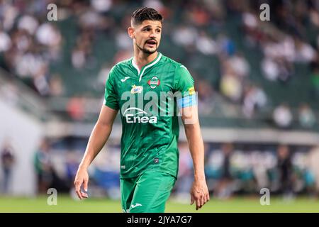 Warschau, Polen. 02. September 2022. Filipe Nascimento von Radomiak gesehen während des polnischen PKO Ekstraklasa League-Spiels zwischen Legia Warszawa und Radomiak Radom im Marschall Jozef Pilsudski Legia Warsaw Municipal Stadium. Endergebnis; Legia Warszawa 1:0 Radomiak Radom. Kredit: SOPA Images Limited/Alamy Live Nachrichten Stockfoto