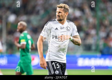 Warschau, Polen. 02. September 2022. Pawel Wszolek von Legia gesehen während des polnischen PKO Ekstraklasa League-Spiels zwischen Legia Warszawa und Radomiak Radom im Marschall Jozef Pilsudski Legia Warsaw Municipal Stadium. Endergebnis; Legia Warszawa 1:0 Radomiak Radom. Kredit: SOPA Images Limited/Alamy Live Nachrichten Stockfoto