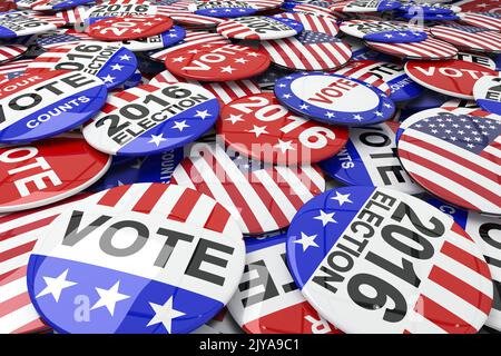 Badge-Abstimmung 2016 zur Wahl Stockfoto