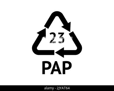 Papierrecycling-Codes. Recycling-Symbol auf einem isolierten Hintergrund. Mobius-Streifen. Spezielles Symbol für Sortierung und Recycling. Zweite Verwendung. Vektor illustrr Stock Vektor