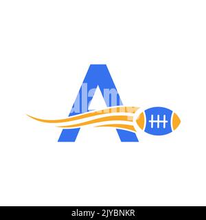 Buchstabe A Rugby, American Football Logo kombiniert mit Rugby Ball Symbol für American Soccer Club Vektor-Symbol Stock Vektor
