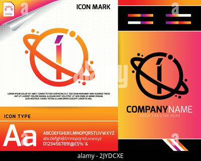 Abstrakter Buchstabe I mit Weltraumplaneten-Logo-Konzept Stock Vektor