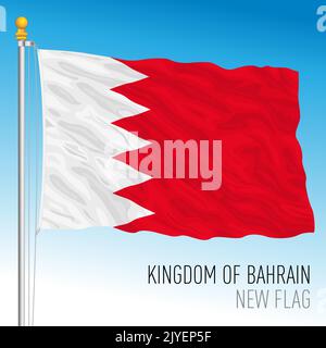 Bahrain neue offizielle Nationalflagge, asiatisches Land, Vektorgrafik Stock Vektor