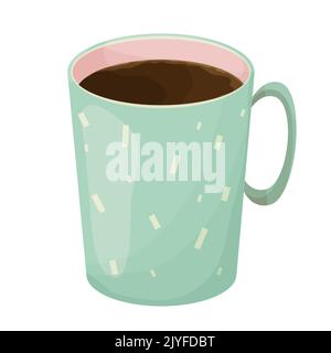 Kaffee Schlamm Aroma heißes Getränk in Cartoon-Stil isoliert auf weißem Hintergrund. Lustige Ikone, Design-Element. Vektorgrafik Stock Vektor