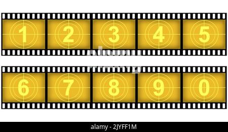 Film Countdown alter Grunge Filmstreifen, 3D Rendering Stockfoto