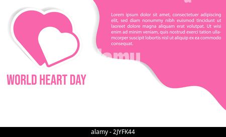 Beauty World Heart Day Vektor-Illustration mit Copy Space rosa Hintergrund Konzept 3D Papier Stock Vektor