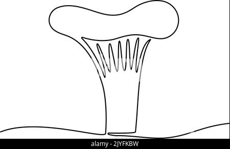 Kontinuierliche eine Linie Zeichnung der Pilzpfifferelle. Vektorgrafik Stock Vektor
