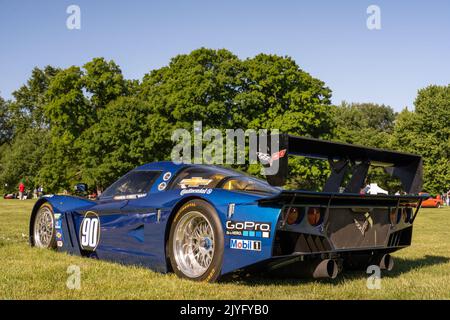 GROSSE POINTE SHORES, MI/USA - 19. JUNI 2022: Ein Prototyp der Chevrolet Corvette Dayona aus dem Jahr 2012, EyesOn Design Car Show, in der Nähe von Detroit, Michigan. Stockfoto