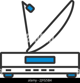 Satellitenempfänger Mit Antennensymbol. Editierbare Fett Formatigte Kontur Mit Farbfüllungsdesign. Vektorgrafik. Stock Vektor