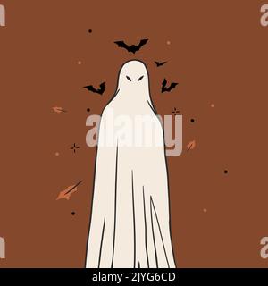 Handgezeichnete abstrakte Vektor Grafik Cliparts Illustrationen, Halloween Urlaub Kostüm Party Erwachsene Menschen Charaktere Sammlung Set.Gruseliges Halloween Stock Vektor
