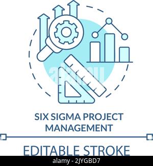 Six Sigma Projektmanagement türkisfarbenes Konzeptsymbol Stock Vektor