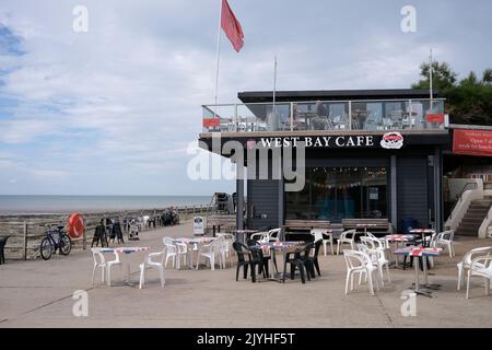 west Bay Cafe in westgate-on-Sea, kent, großbritannien september 2022 Stockfoto