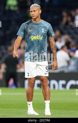 London, Großbritannien. 07. September 2022. Richarlison #9 von Tottenham Hotspur während des UEFA Champions League-Spiels Tottenham Hotspur gegen Marseille im Tottenham Hotspur Stadium, London, Großbritannien, 7.. September 2022 (Foto von Arron Gent/Nachrichtenbilder) in London, Großbritannien am 9/7/2022. (Foto von Arron Gent/News Images/Sipa USA) Quelle: SIPA USA/Alamy Live News Stockfoto