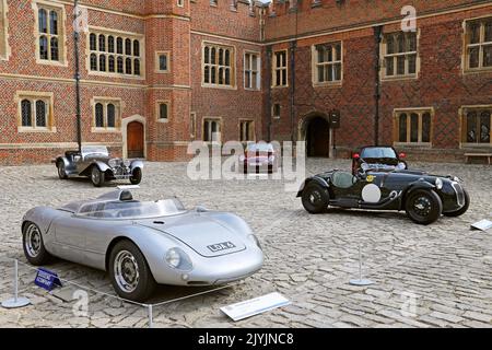 Porsche 550 Spyder (1956) verkauft für £2.025.000. Gooding Classic Car Auction, 3. September 2022. Hampton Court Palace, London, Großbritannien, Europa Stockfoto