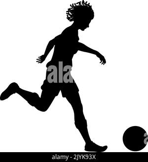 Black Woman Fußball-Fußballspielerin Silhouette Stock Vektor