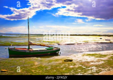 Gefangen im Bach bei Leigh auf See an der Küste von Essex, wenn die Flut ausläuft Stockfoto