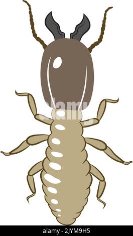 Termite 2d Vector Clipart. Insekten Käfer Würmer Pest und Fliegen isoliert. Stock Vektor