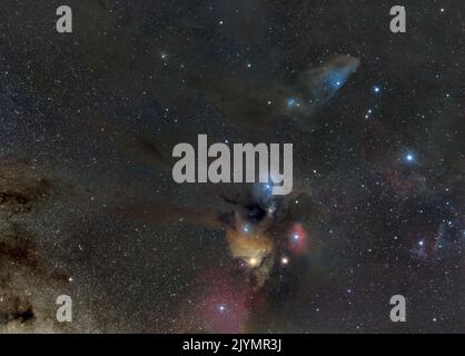 Rho Ophiuchi & Antares Wolkenkomplex im Sternbild Ophiuchus Stockfoto