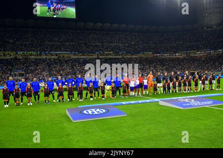 Mailand, Italien. 07. September 2022. Die beiden Teams stehen beim UEFA Champions League-Spiel zwischen Inter und Bayern München auf Giuseppe Meazza in Mailand an. (Foto: Gonzales Photo/Alamy Live News Stockfoto