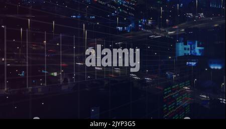 Bild der Verarbeitung finanzieller Daten über dem Stadtbild Stockfoto