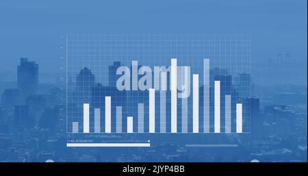 Bild der digitalen Datenverarbeitung über dem Stadtbild Stockfoto