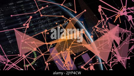 Bild der digitalen Datenverarbeitung und Verbindungen über den Globus Stockfoto