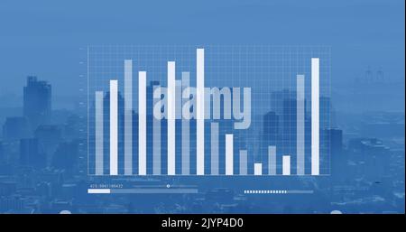 Bild der digitalen Datenverarbeitung über dem Stadtbild Stockfoto