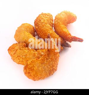 Köstliche verzehrfertige Garnelen frittierten Snack auf weißem Hintergrund isoliert Snacks Vorspeisen Konzept Stockfoto